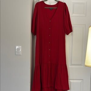 Elegant Red Button-Down Dress